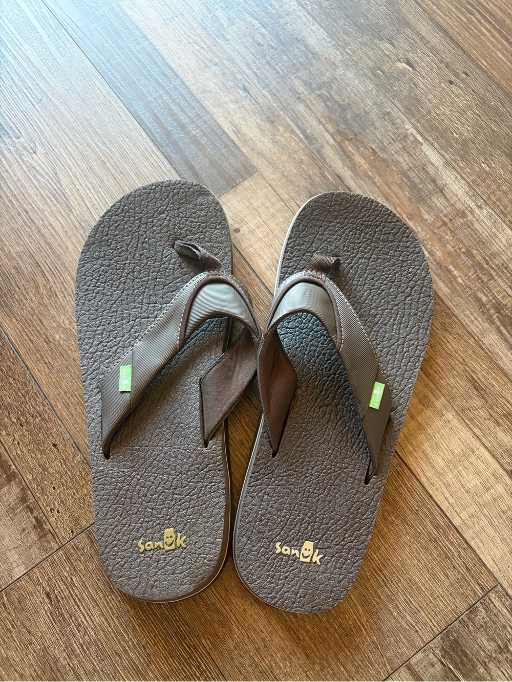 Sanuk Brown Textured Footbed Flip Flops